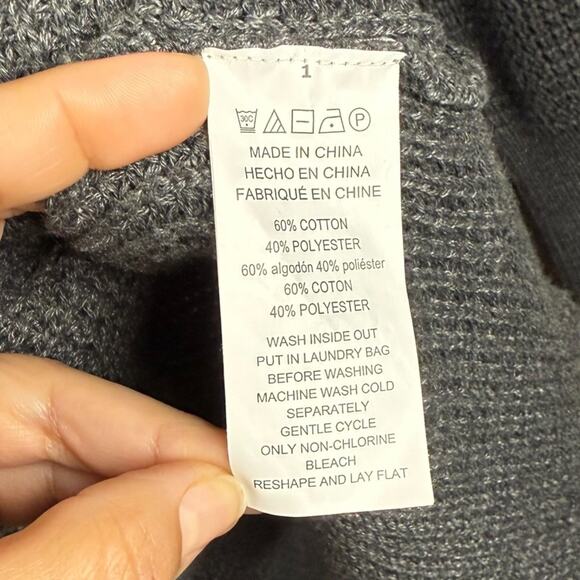 Michael Kors Women's L Oversized Waffleknit Cowl Sweater Charcoal Pullover - Picture 6 of 6